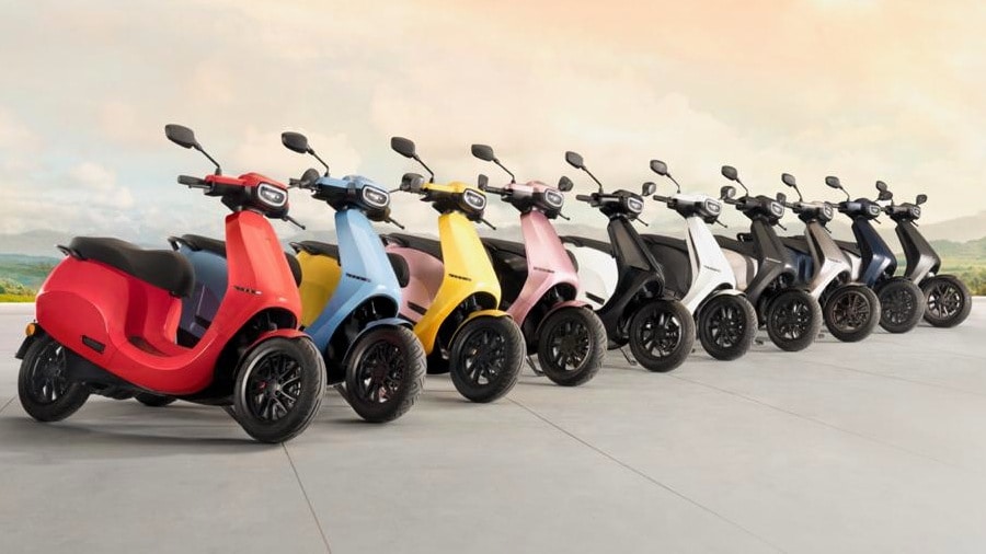 The Ola Electric scooter will be available in a mix of metallic, pastel and matte paint options. Image: Ola Electric