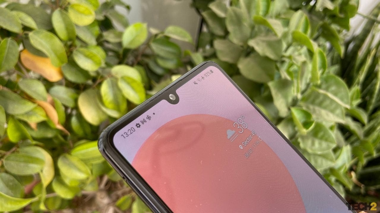 The selfie camera on the Galaxy M42 5G sits in a dew drop notch. Image: Nandini Yadav