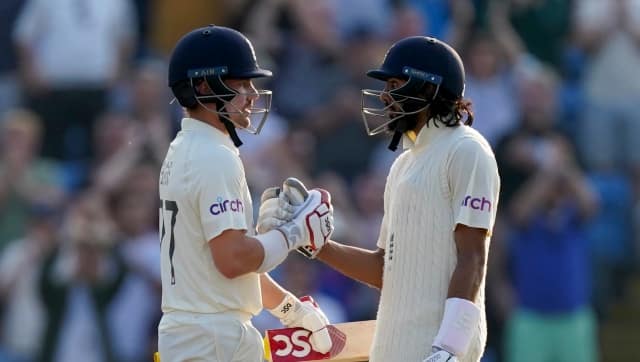 Openers Rory Burns (61) and Haseeb Hameed (68) laid a solid foundation with their 135-run opening stand, before Burns was cleaned up by Mohammed Shami early on Day 2. AP 