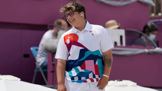 Alana Smith of USA is seen during the women’s street skateboarding finals. AP
