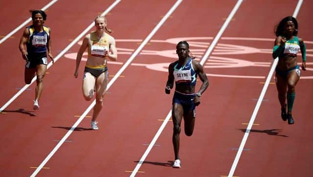 Dutee Chand finished in last place at Heat 4 of the 200m women’s race, thereby failing to qualify for the semi-finals. Twitter @WeAreTeamIndia 