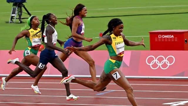 Jamaica’s Elaine Thompson-Herah broke Florence Griffith Joyner’s 33-year-old record to clinch gold at women’s 100m competition. She crossed the finish line in 10.61 seconds, beating Griffith’s record of 10.62 AFP 