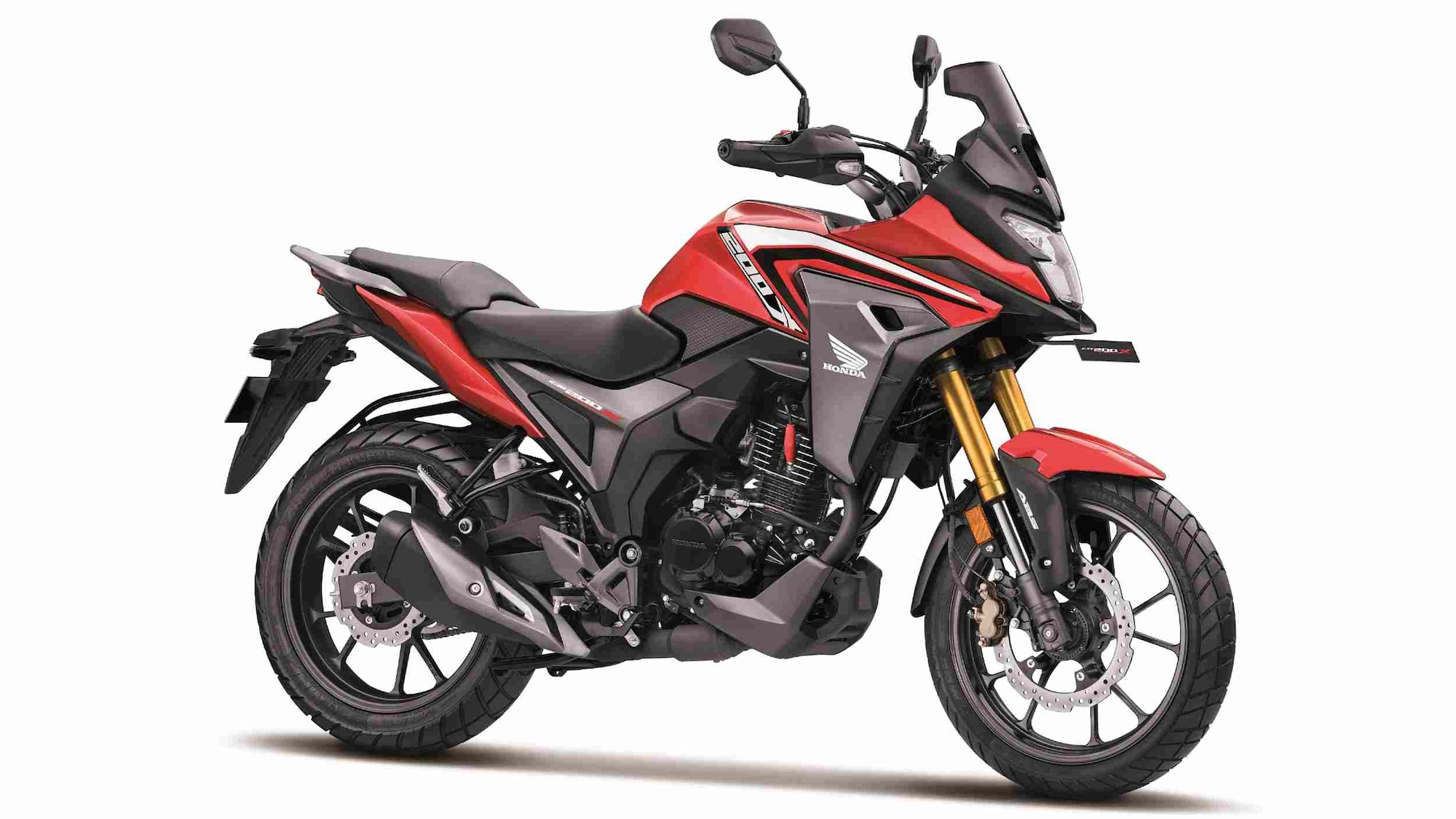 The Honda CB200X will be available in three shades - red, silver and black. Image: Honda