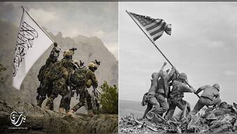 Taliban fighters recreate famous Iwo Jima photograph to mock the US
