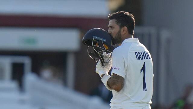 KL Rahul etched his name on the Lord’s Honours’ Board with a knock of 129. AP 