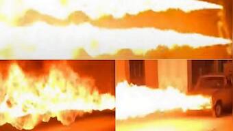 Watch: Russian mechanic improvises car into flame-throwing machine