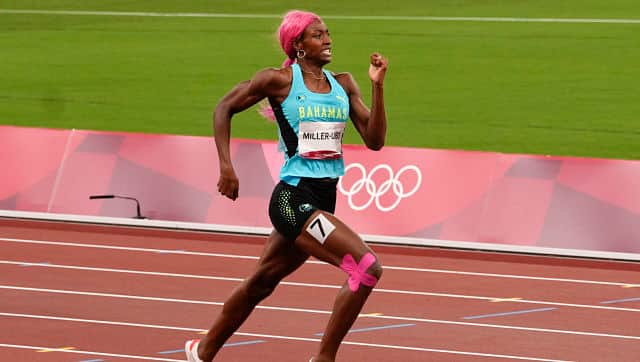 Shaunae Miller-Uibo, of the Bahamas, successfully defended her 400m gold following a victory in Friday’s final. She completed a double for the Bahamas after Steven Gardiner had won the men’s race on Thursday. AP 