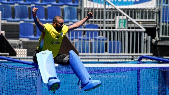 PR Sreejesh celebrates India’s win over Germany. Image: AP