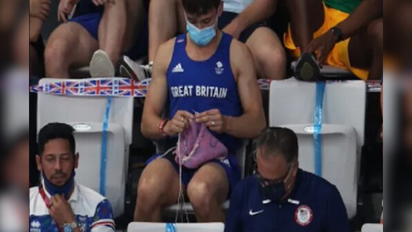 UK Olympic gold medalist Tom Daley knits while watching event, see viral photo here
