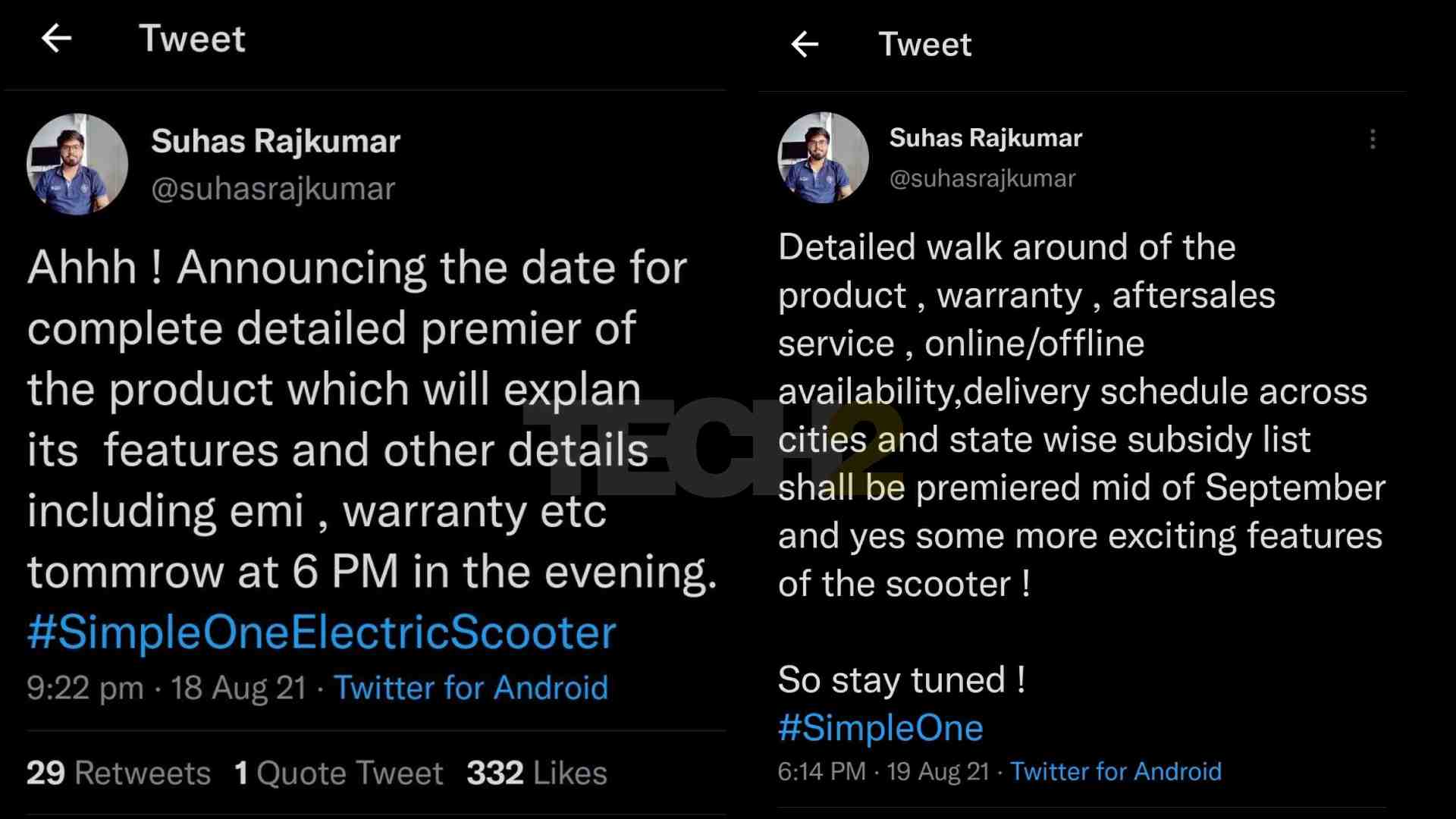 Rajkumar has removed tweets related to the announcement of Simple One details, creating uncertainty in the minds of potential buyers.