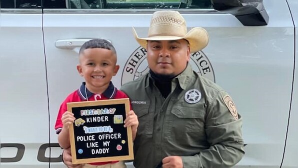 Watch: Texas officers drop their late colleague's son to school on first day of kindergarten