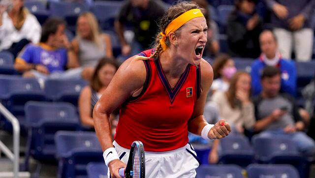 Belarus’ Victoria Azarenka celebrates her win over Jasmine Paolini of Italy. AP