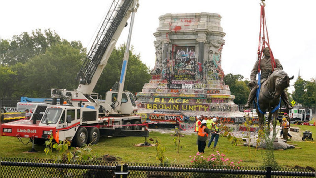 Statue of General Robert E Lee comes down in former Confederate capital of Virginia