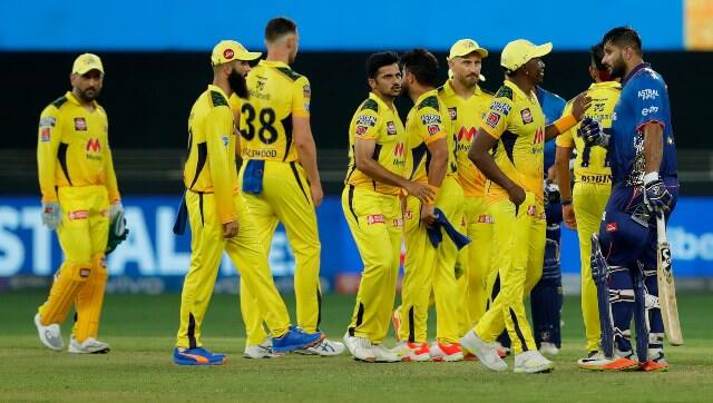 Chennai Super Kings celebrate after pulling off a 20-run win over Mumbai Indians. Sportzpics
