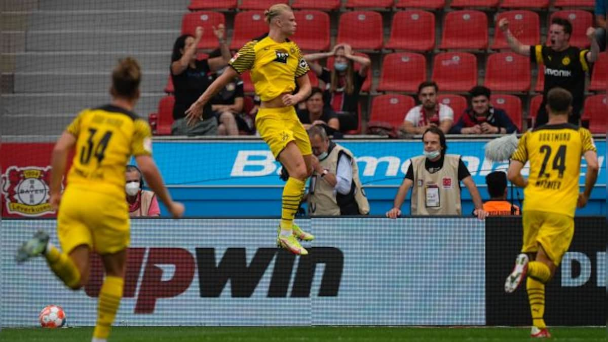 Bundesliga: Erling Haaland nets twice as Borussia Dortmund win seven-goal thriller over Leverkusen