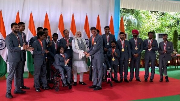 PM Narendra Modi hosts India Paralympic contingent, presented with autographed stole
