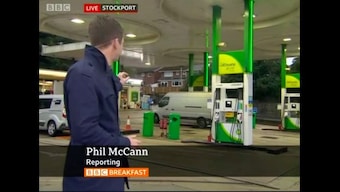BBC reporter Phil McCann triggers 'fill my can' memes as he covers fuel shortage in UK