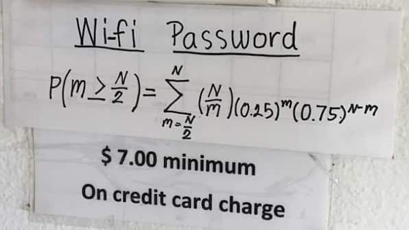 Thai-based restaurant in the US offers free Wi-Fi password in mathematical equation; social media users stumped