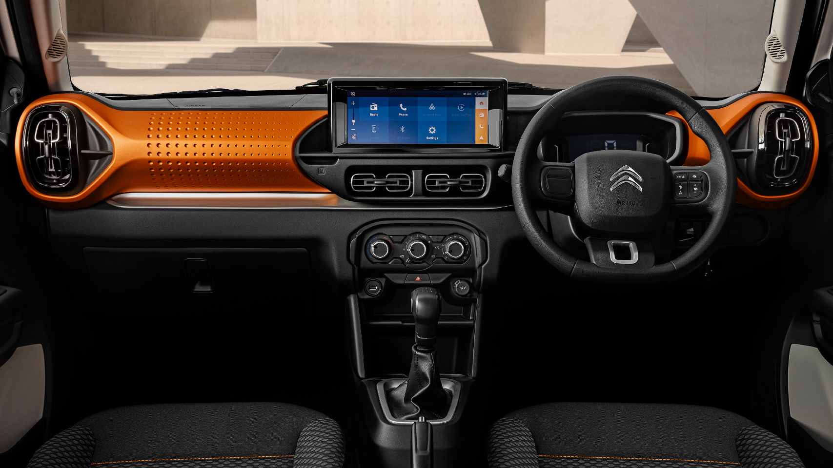 A 10-inch touchscreen takes centre stage on the dashboard of the C3. Image: Citroen