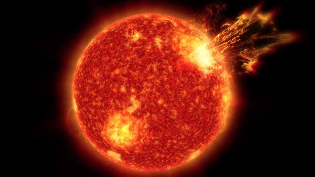 Solar storms are massive eruptions of plasma and charged particles that are blasted into space from the sun. Image credit: NASA
