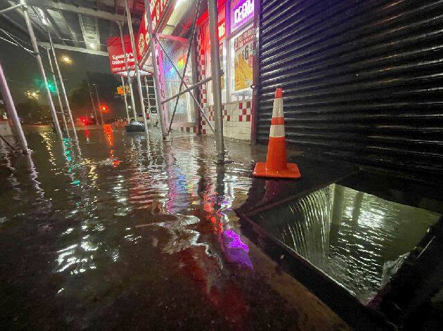 Rainfall from Hurricane Ida flood the basement of a Kennedy Fried Chicken fast food restaurant in the Bronx borough of New York City. The once category 4 hurricane passed through New York City, dumping 3.15 inches of rain in the span of an hour at Central Park. AFP