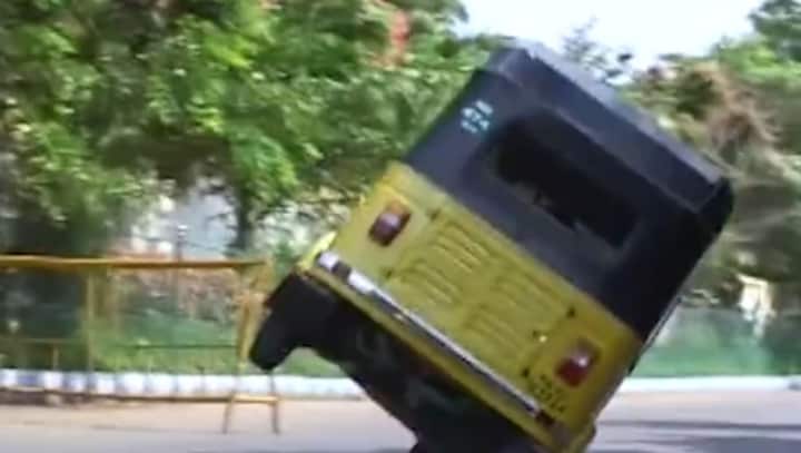 Watch: Chennai auto-rickshaw driver makes Guinness World Record by driving on two wheels for 2.2 km