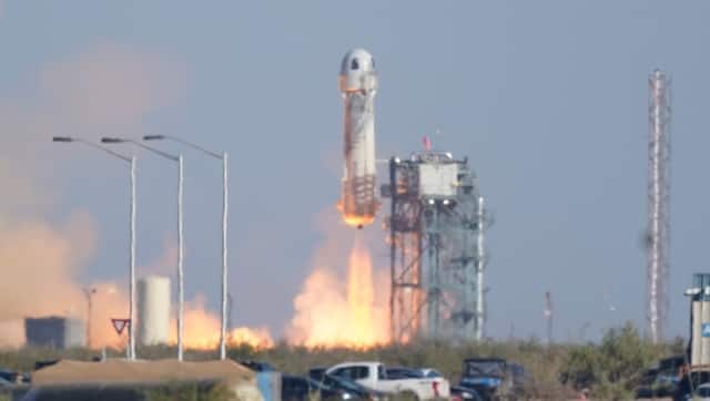 Blue Origin’s New Shepard rocket launches from its spaceport near Van Horn, Texas. AP 