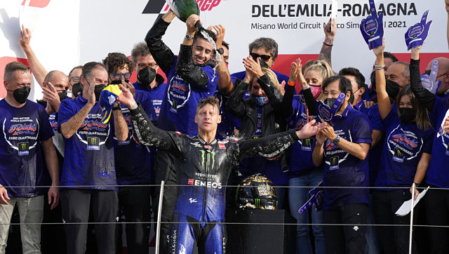 Fabio Quartararo wins first MotoGP title after Francesco Bagnaia crashes out at Emilia-Romagna GP Fabio Quartararo wins first MotoGP title after Francesco Bagnaia crashes out at Emilia-Romagna GP
