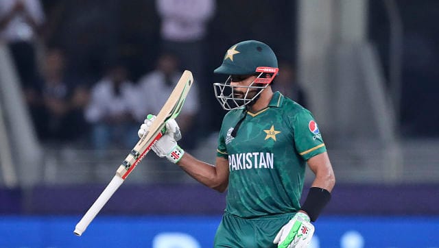 Skipper Babar Azam supported Rizwan well from the other end, with a knock of 68 runs off 52 balls. AP 