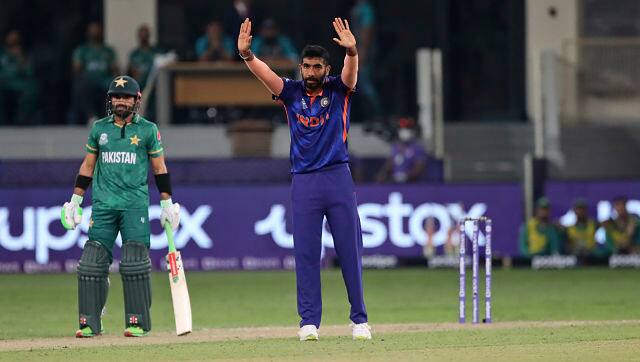 Jasprit Bumrah during the T20 World Cup match against Pakistan. AP 