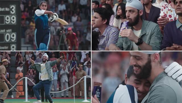A picture collage of stills from the new Cadbury advertisement