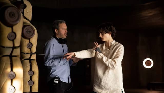Denis Villeneuve and Timothee Chalamet on the sets of Dune (2021) | Courtesy Legendary Pictures/Warner Bros. Pictures.