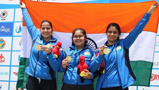 ISSF Junior World Championships: Manu Bhaker, Naamya Kapoor and Rhythm win 25m Pistol team gold ISSF Junior World Championships: Manu Bhaker, Naamya Kapoor and Rhythm win 25m Pistol team gold