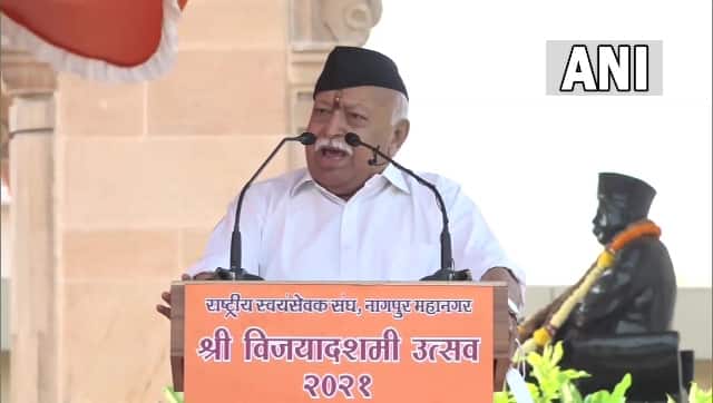 RSS chief Mohan Bhagwat addressing a group of Swayamsevaks in Nagpur. ANI