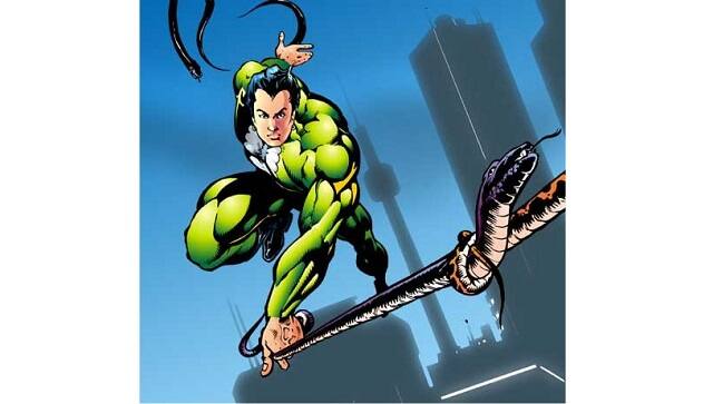 Nagraj is a fictional superhero in the Raj Comics universe who can spew venom, hypnotize, shoot snakes from his wrists among other things.