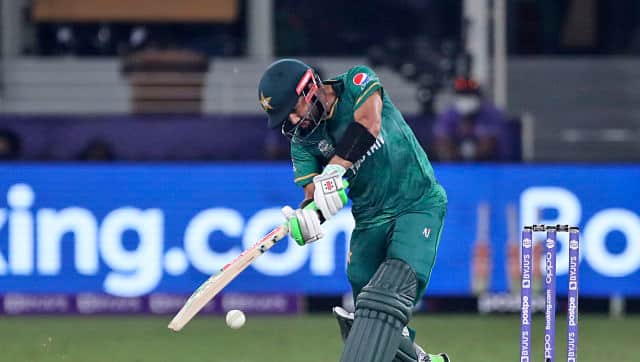 In reply, Mohammad Rizwan blasted six fours and three sixes en route to his unbeaten 79. AP 