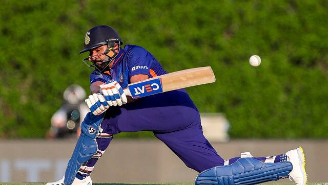 Rohit Sharma in action against Australia. AP 