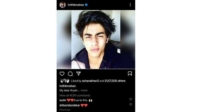 An Instagram screenshot of Hrithik Roshan’s post