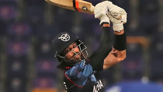 David Wiese played a crucial cameo for Namibia with his 14-ball 16, before being dismissed by Leask in the 18th. Time was running out for Scotland but that wicket was more like a lifeline for  them. AP 