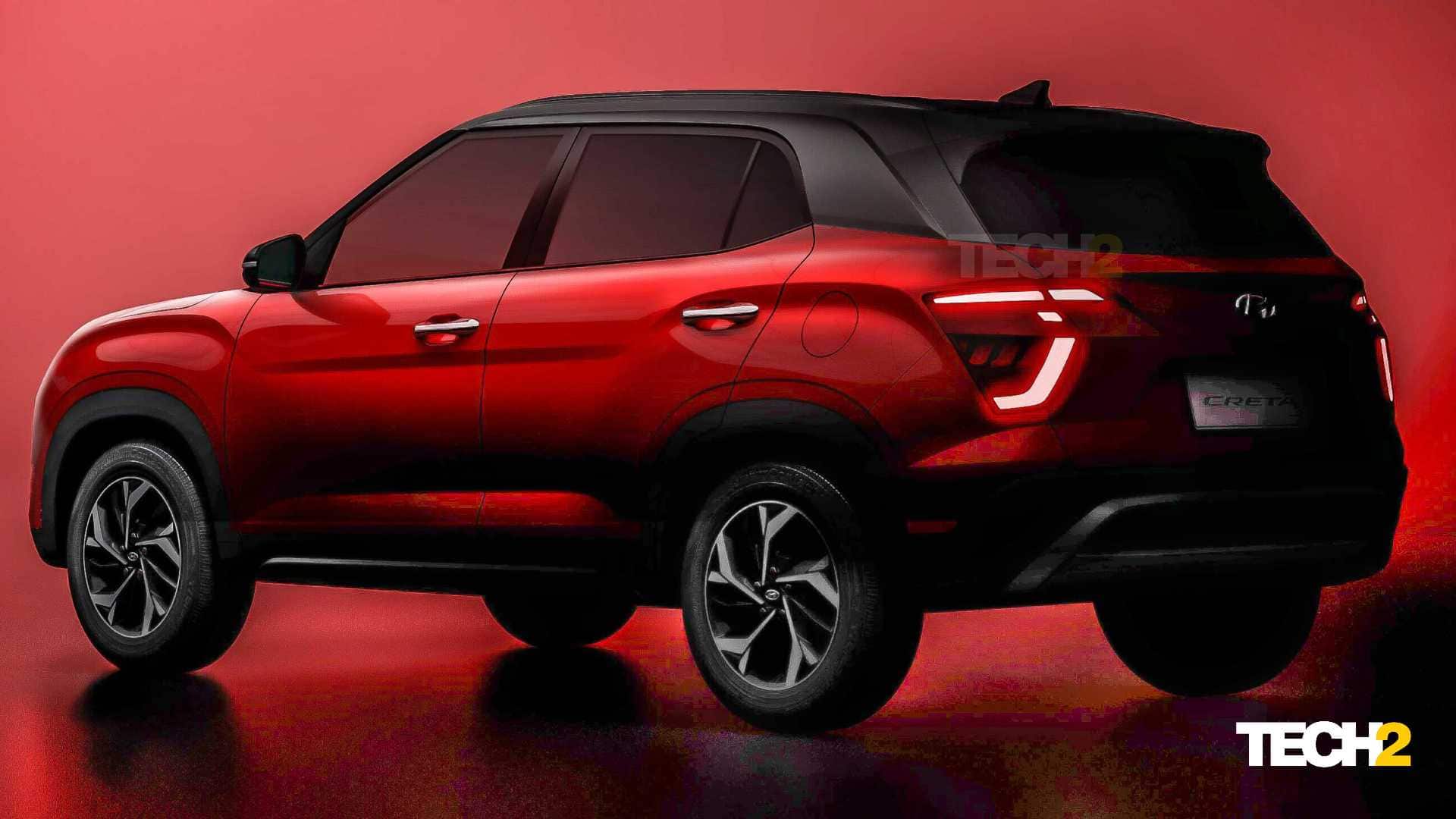 The rear of the 2022 Hyundai Creta remains largely unchanged, featuring the same LED tail-lights as the current model. Image: Hyundai
