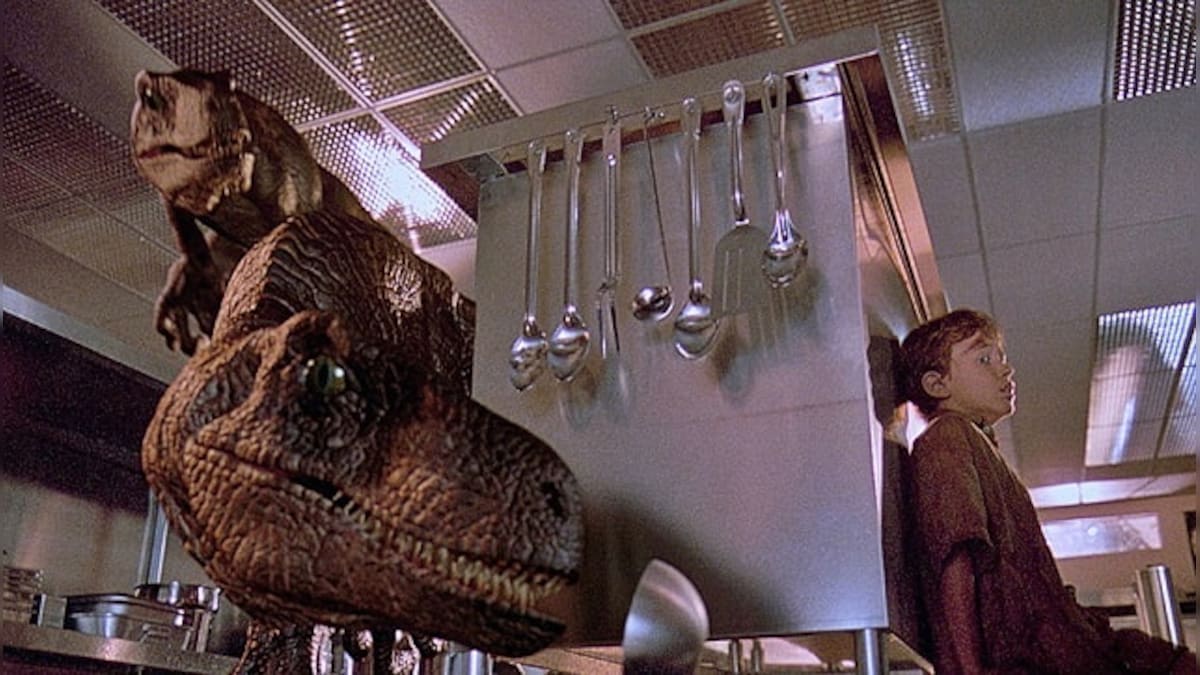 Jurassic Park, and the diabolically sumptuous pleasure of watching dinosaurs enjoy a human feast