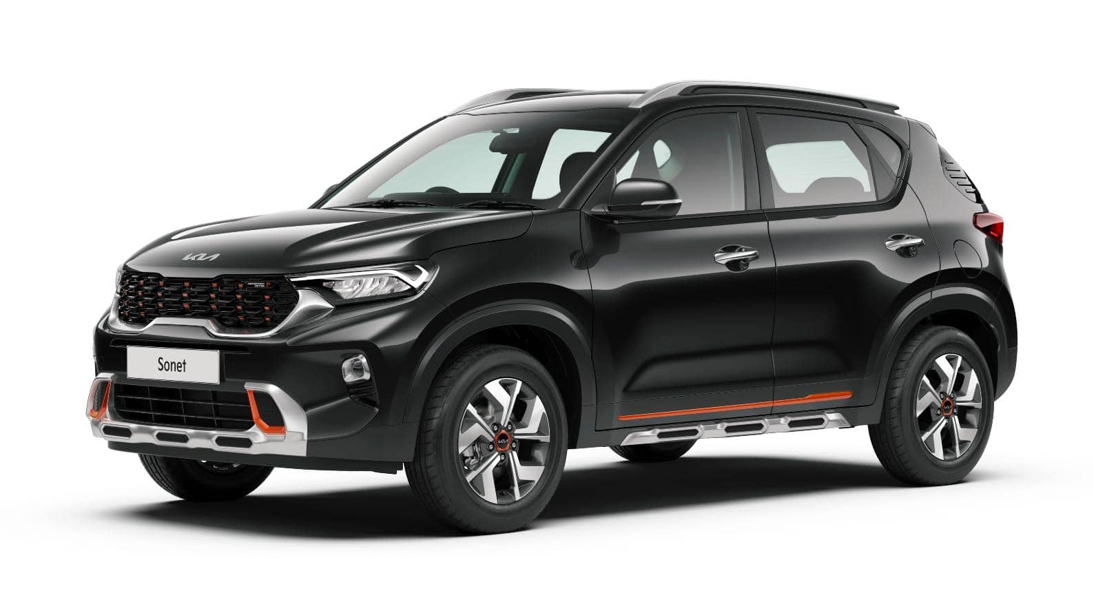 Tangerine accents on the outside will distinguish the First Anniversary Edition from the standard Kia Sonet. Image: Kia