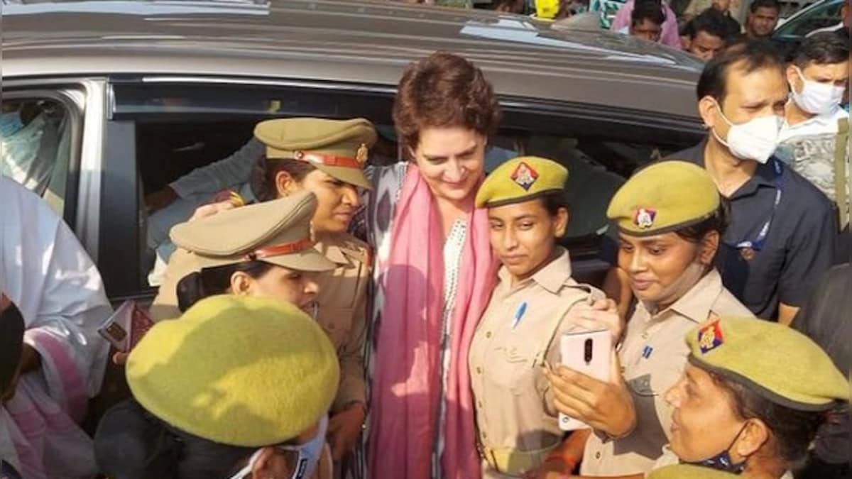 Action likely against on-duty female cops in UP for clicking selfies with Priyanka Gandhi