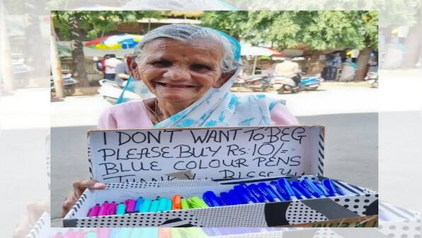 Elderly woman selling pens for a living wins hearts on social media; watch viral video here
