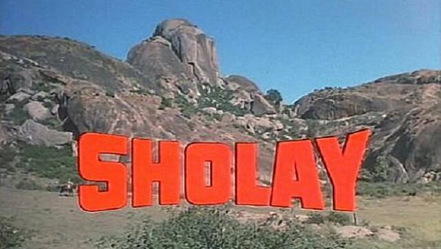 Still from opening credits of Sholay