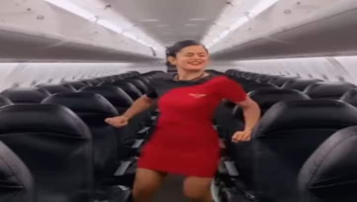 SpiceJet air hostess grooves to 'Urvashi' song in an empty flight; leaves social media users impressed
