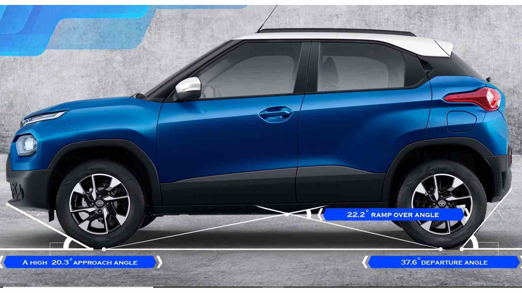 Tata even provided approach, departure and ramp-over angles for the Punch, something not necessarily expected of a small city car. Image: Tata Motors