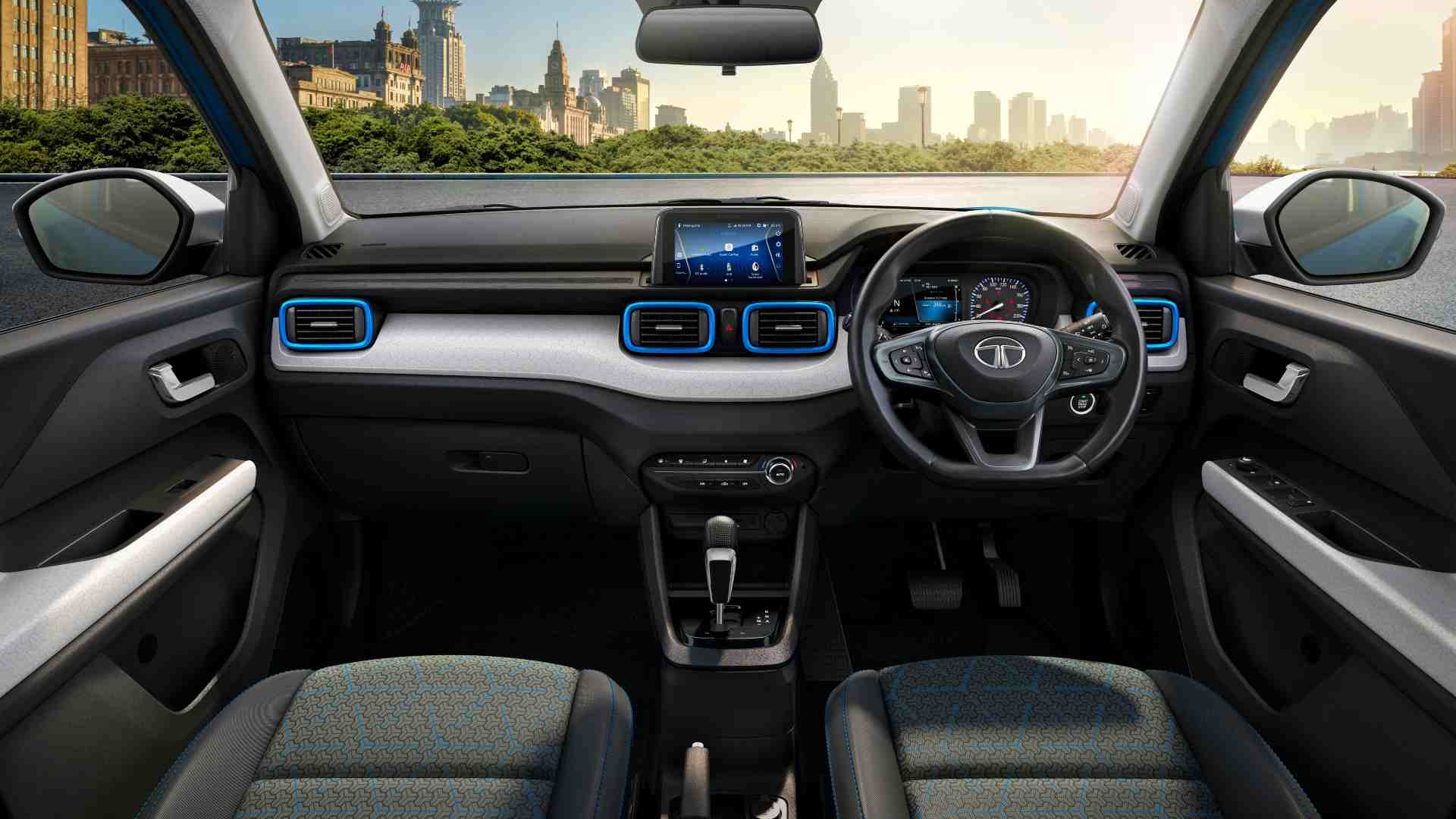 A 7.0-inch touchscreen infotainment system will be offered with the Punch from the Accomplished trim onwards. Image: Tata Motors