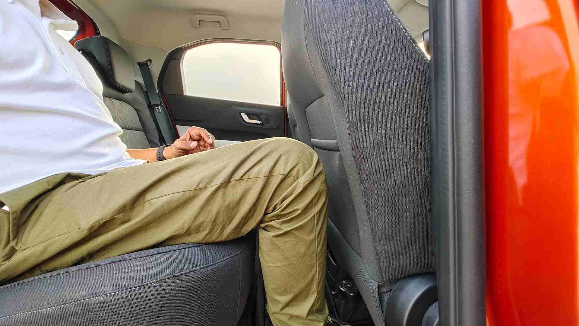 The rear seat has a surprising amount of room, even with the front seats adjusted for taller occupants. Image: Tech2/Tushar Burman