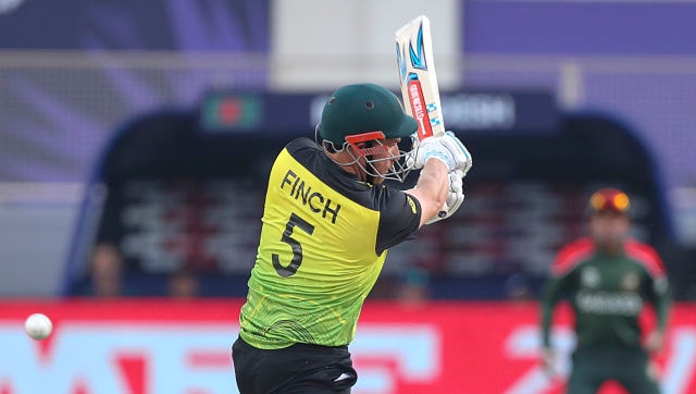 Skipper Aaron Finch led from the front as he scored 40 runs en route to Australia’s victory. AP 